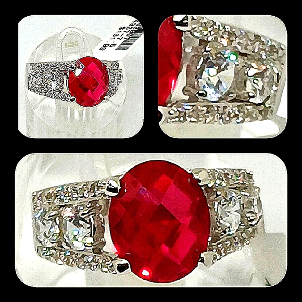 Crystal Ruby Sterling Silver Ring   [NWTs $131.99] For Animal Rescues - Picture 5 of 8
